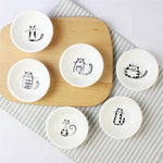 Load image into Gallery viewer, 6 piece ceramic cat dish set - round