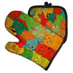Load image into Gallery viewer, Cat artwork potholder & oven mitt set (2 pieces) - cat group 2