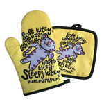Load image into Gallery viewer, Cat artwork potholder & oven mitt set (2 pieces) - soft kitty