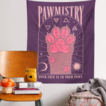 Load image into Gallery viewer, Cat PAWMISTRY tarot tapestry - purple