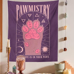 Load image into Gallery viewer, Cat PAWMISTRY tarot tapestry - purple