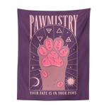 Load image into Gallery viewer, Cat PAWMISTRY tarot tapestry - purple