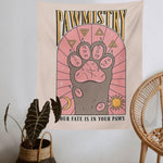 Load image into Gallery viewer, Cat PAWMISTRY tarot tapestry - white