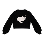 Load image into Gallery viewer, Kawaii cat lantern-sleeved sweater - black