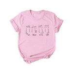 Load image into Gallery viewer, Kawaii cat pink crew neck t-shirt - french