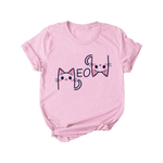 Load image into Gallery viewer, Kawaii cat pink crew neck t-shirt - meow