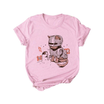 Load image into Gallery viewer, Kawaii cat pink crew neck t-shirt - robocat