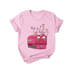 Load image into Gallery viewer, Kawaii cat pink crew neck t-shirt - train