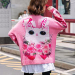 Load image into Gallery viewer, Kawaii cat pink pullover sweater