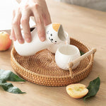 Load image into Gallery viewer, Lucky cat ceramic sake set (3 pieces)