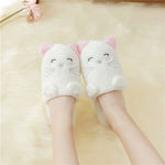Load image into Gallery viewer, Plush white cat cotton slippers