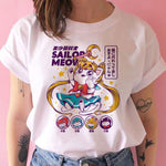 Load image into Gallery viewer, Sailor Meow cotton crew neck t-shirt