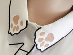 Load image into Gallery viewer, White embroidered blouse with cat silhouette and paws