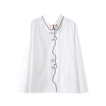 Load image into Gallery viewer, Embroidered cat silhouette and paws blouse