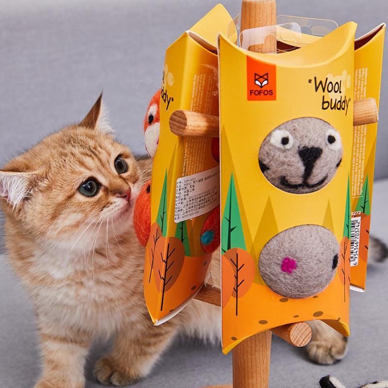 FOFOS Wool Buddy Felt Cat Toy With Bell