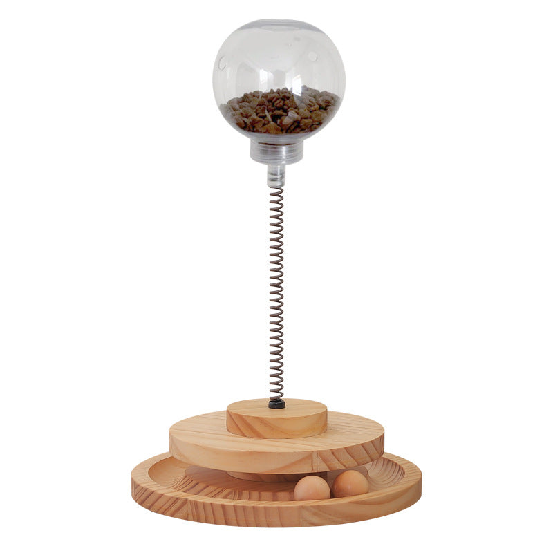 Interactive Wooden Cat Puzzle Feeder System