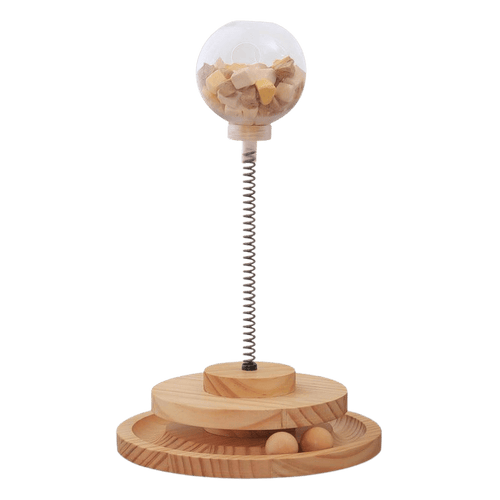 Interactive Wooden Cat Puzzle Feeder System