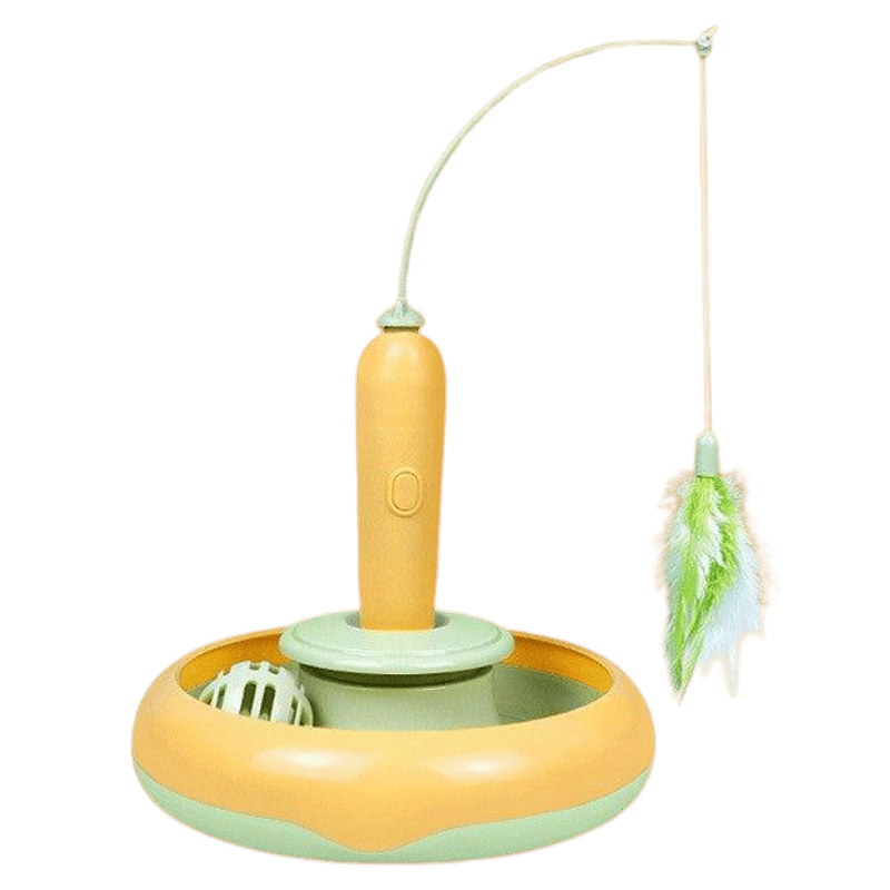 Orbit Feather Interactive Cat Turntable Toy Yellow and Green