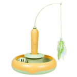 Load image into Gallery viewer, Orbit Feather Interactive Cat Turntable Toy Yellow and Green
