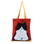 Load image into Gallery viewer, Cappuccino cat knitted tote bag
