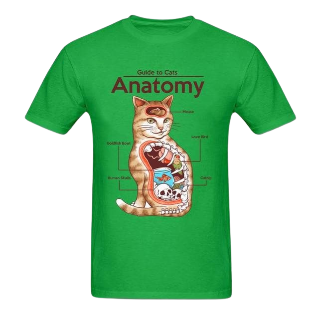 Guide to cats' anatomy t-shirt - green