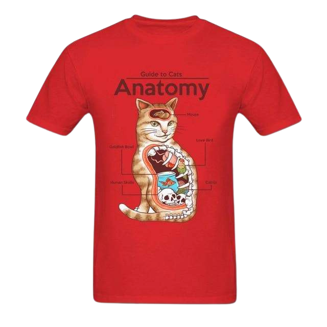 Guide to cats' anatomy t-shirt - red