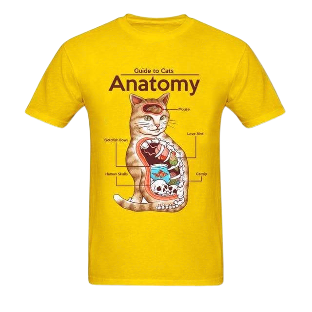 Guide to cats' anatomy t-shirt - yellow