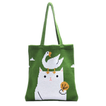 Load image into Gallery viewer, Cat &amp; duck knitted tote bag
