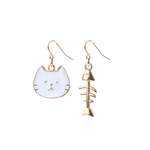 Load image into Gallery viewer, Cat &amp; fishbone earring pair
