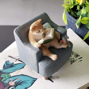 Cat and mouse on a chair figurine