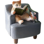 Load image into Gallery viewer, Cat and mouse on a chair figurine
