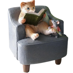 Cat and mouse on a chair figurine