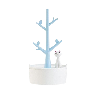 Cat and tree jewellery stand - blue