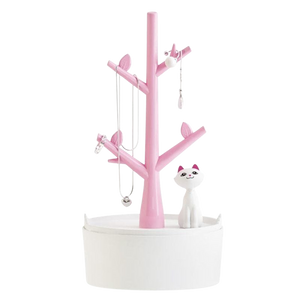 Cat and tree jewellery stand - pink