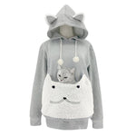 Load image into Gallery viewer, Cat ears hoodie with pouch - white
