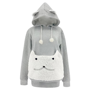 Cat ears hoodie with pouch - white