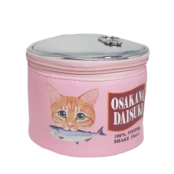 Cat food can cosmetic bag - pink