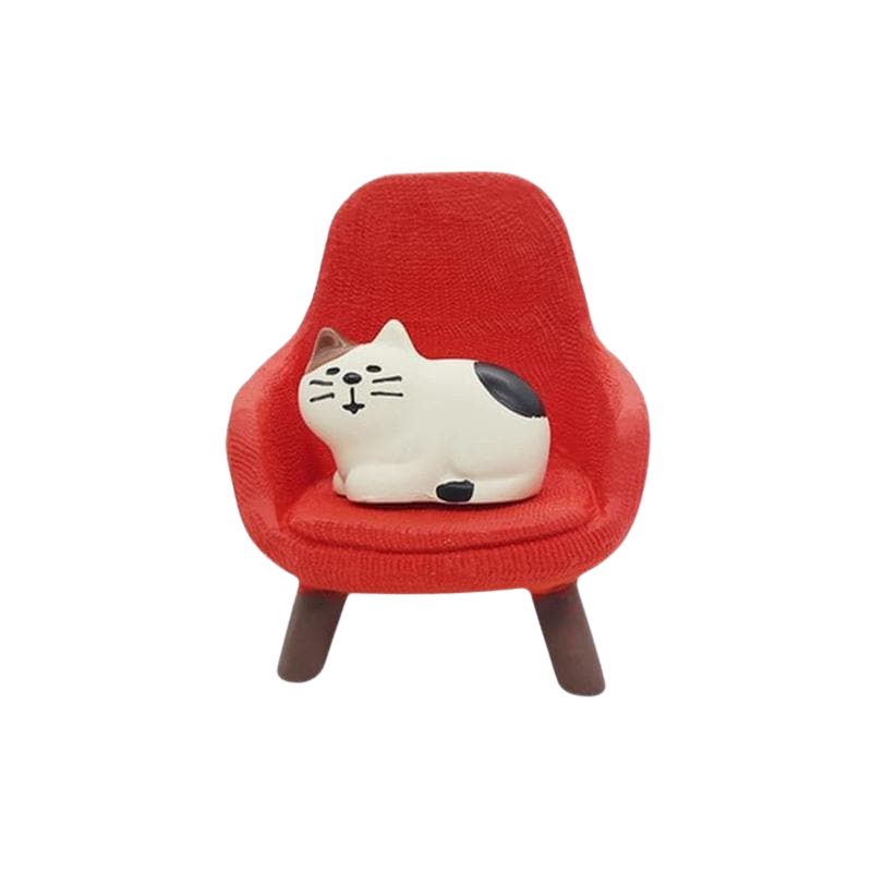 Cat on a chair figurine - red