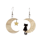 Load image into Gallery viewer, Cat on the moon earrings - gold
