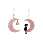 Load image into Gallery viewer, Cat on the moon earrings - pink
