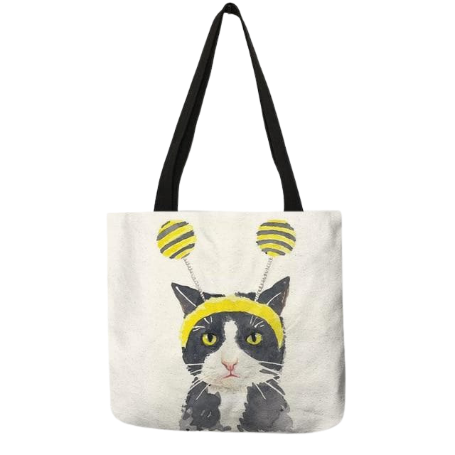 Cat portrait tote bag - olive