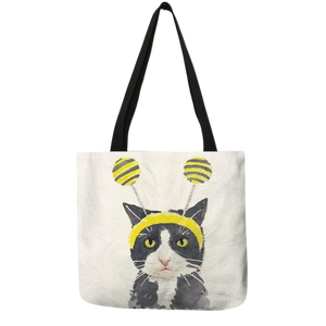 Cat portrait tote bag - olive