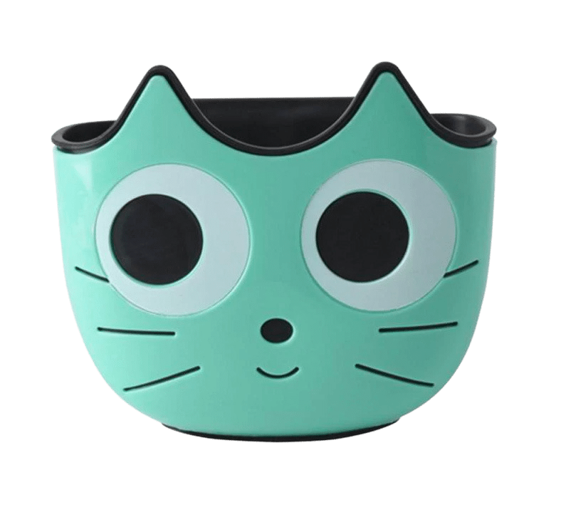 Cat-shaped storage container - green