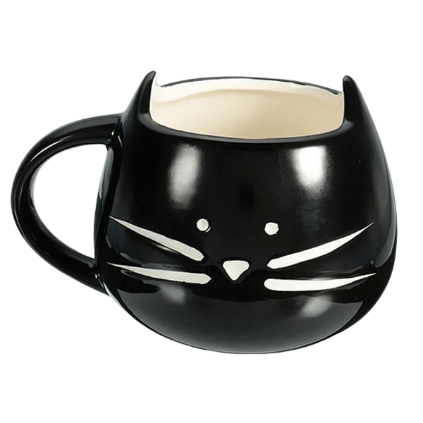 Cat-shaped porcelain mug - black