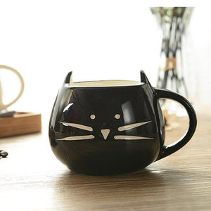 Cat-shaped porcelain mug - black