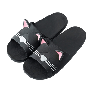 Cat-shaped slide sandals - black