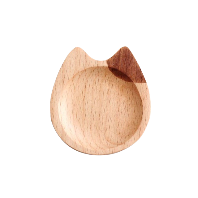 Cat-shaped wooden dipping dish - ear