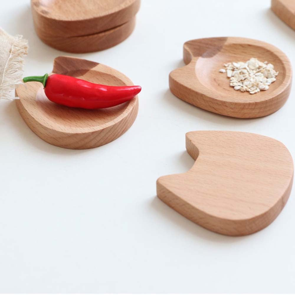 Cat-shaped wooden dipping dishes