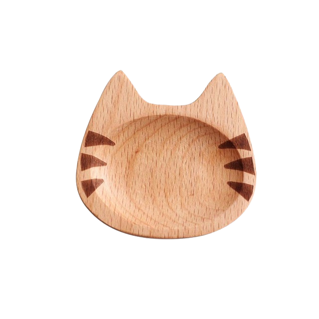 Cat-shaped wooden dipping dish - whiskers