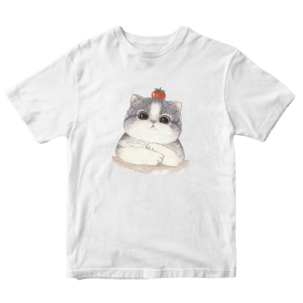 Cat with cherry tomato t-shirt